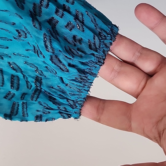 Lilly Pulitzer Alfie Silk Metallic Teal Bay Mini Dress Romper Long Sleeve Sz M - Picture 9 of 16